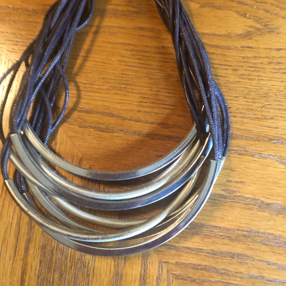 2/$10  Lia Sofia grey coed and metal necklace
